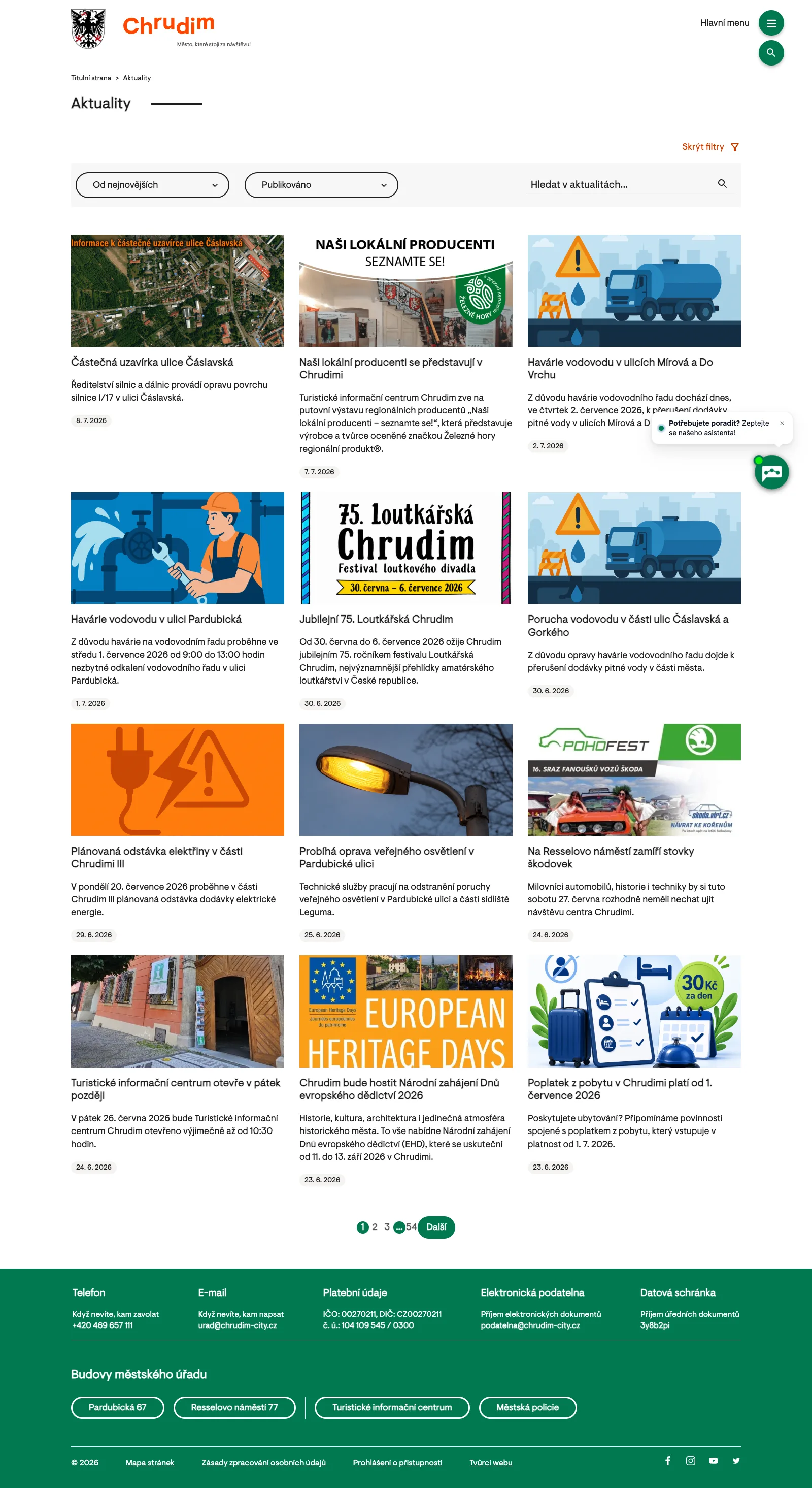 Přehled aktualit jako praktická obsahová vrstva městského webu